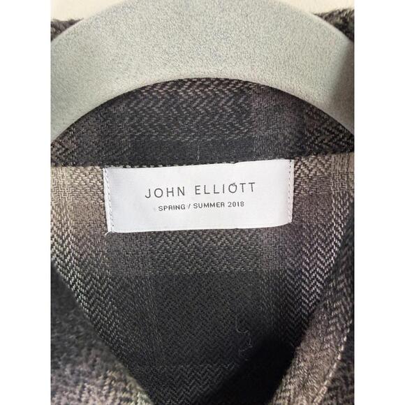 John Elliot Brushed Flannel Button Up Shirt White Black Plaid Medium - Picture 2 of 6
